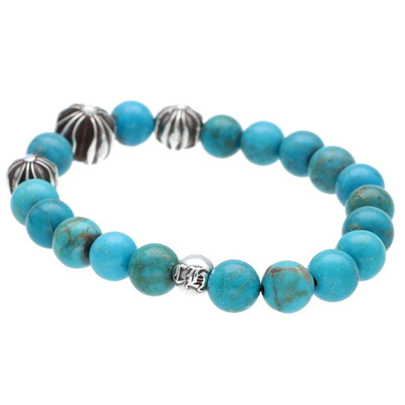 mmターコイズビーズブレスレット メンズ