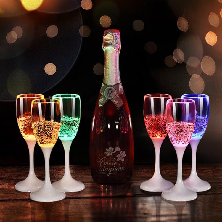 光るシャンパングラス 120ml 6色 6脚セット LED シャンパングラス 