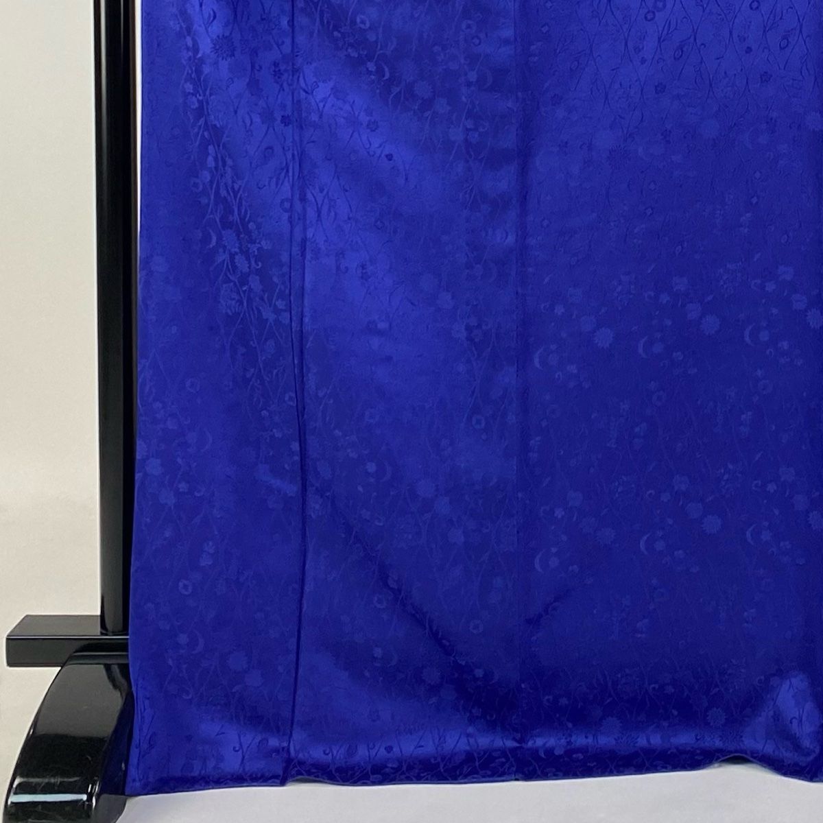 色無地 身丈175cm 裄丈70cm L 単衣 洗える着物 地紋 青紫 正絹 美