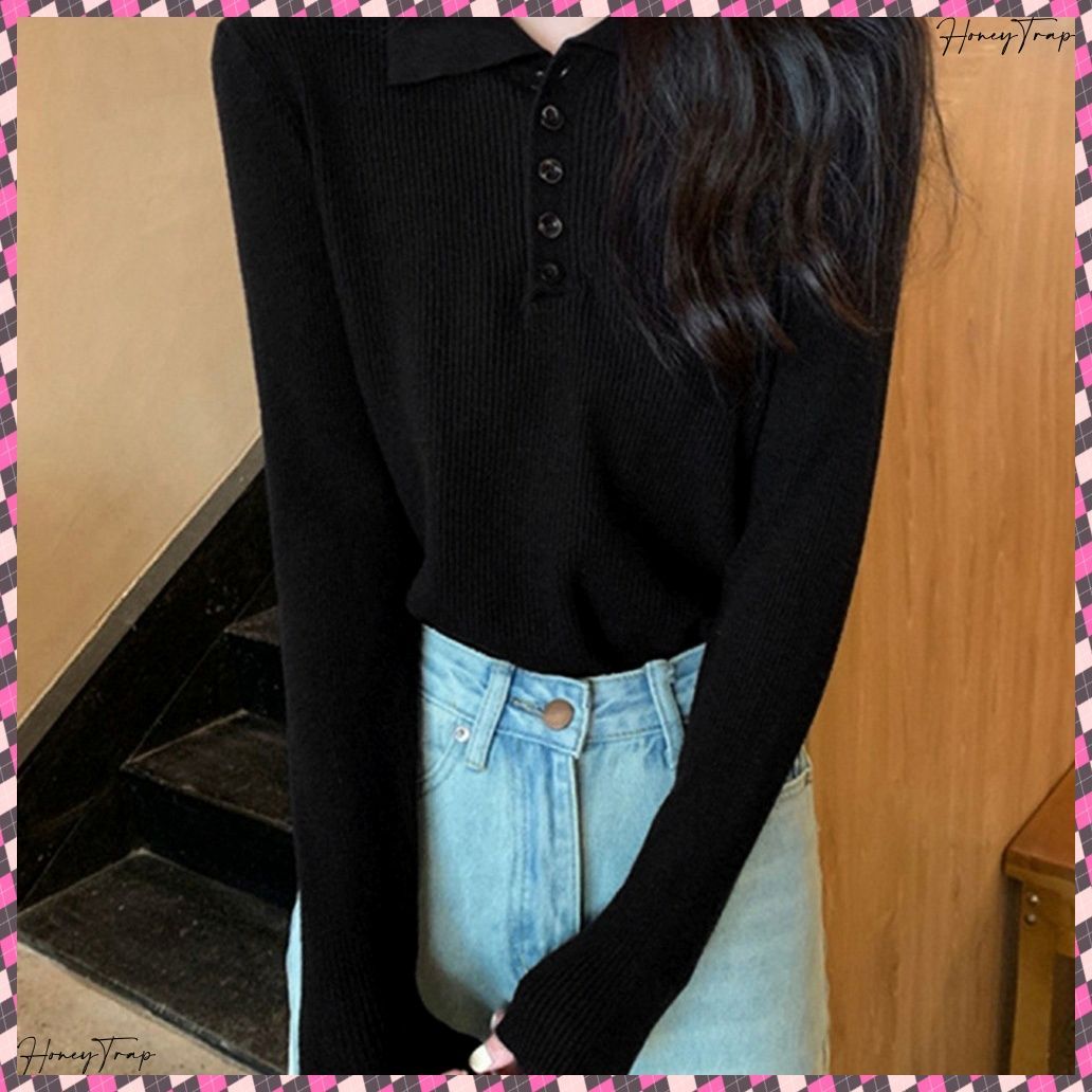 リップル洋品店 黒長袖セーター 洗える ストレッチ ｜ 衿リボン バイカラー ニット ｜ 長袖 セーター ニットトップス（ニット/セーター）｜RUIRUE  BOUTIQUE（ルイルエブティック）のファッション通販 - ZOZOTOWN