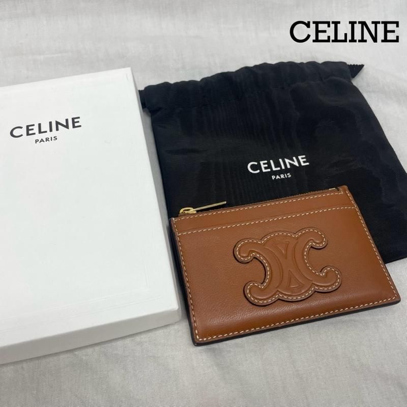 CELINE セリーヌ カードケース U IE 0225 ジップ カードホルダー コインケース キュイル トリオンフ スムース ラムスキン