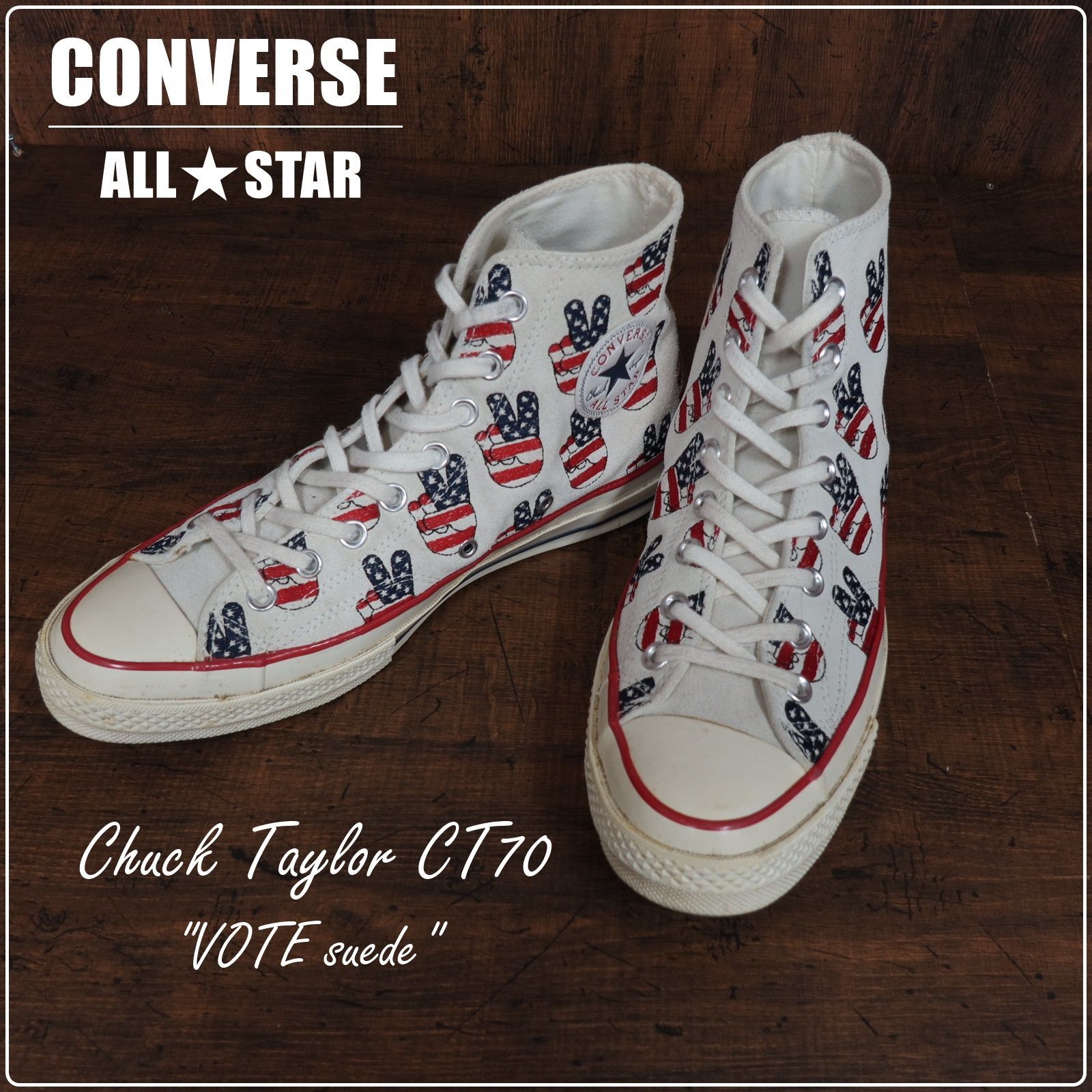 人気 USアイテム☆CONVERSE コンバース オールスター CT70 チャックテイラー VOTE スエード 星条旗 ピース SIZE 27.5cm  希少アイテム