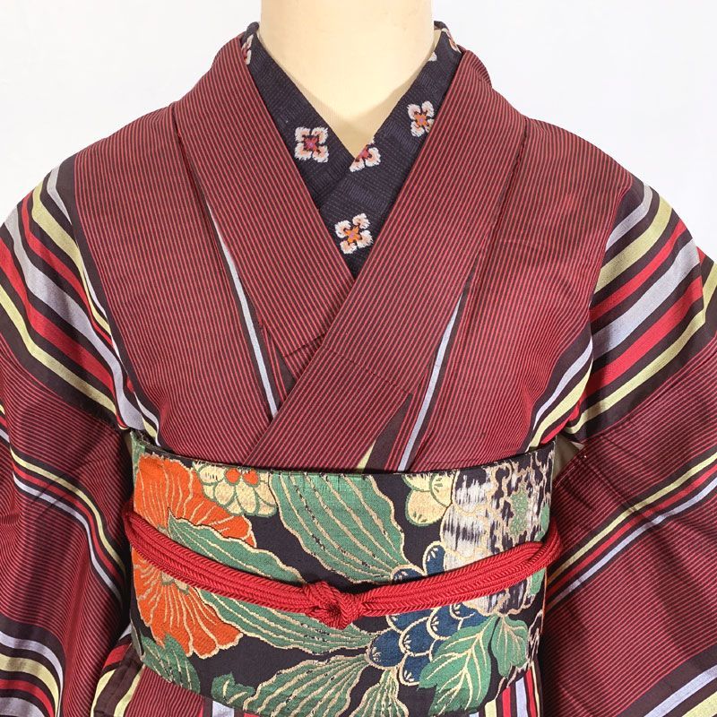 503aa12◇アンティーク着物 縞 レトロモダン 大正ロマン 昭和レトロ