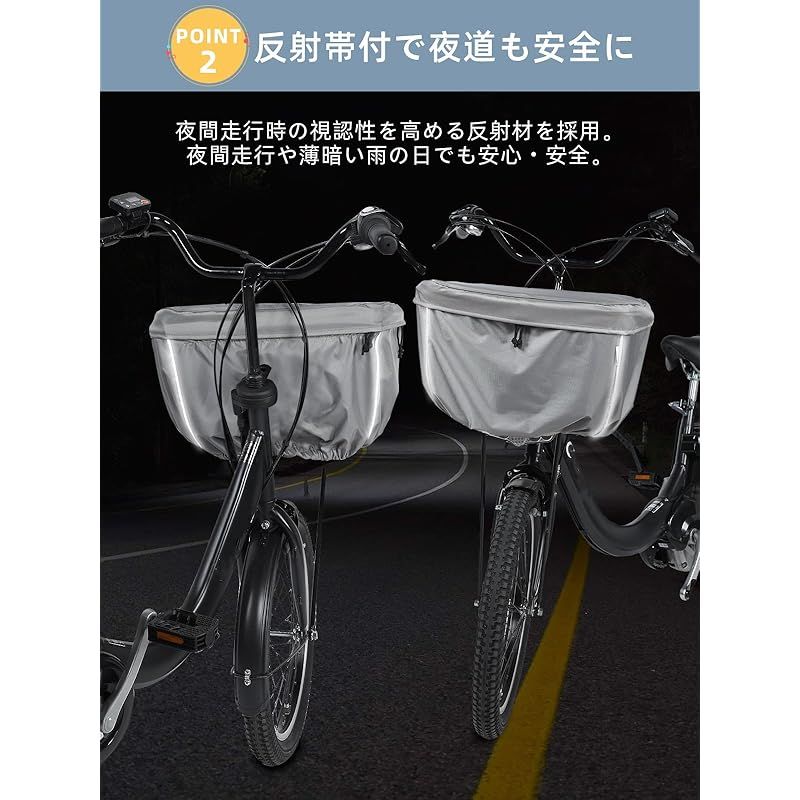 Convida自転車カゴカバー前防水2段式厚手600Dナイロン反射帯付き撥水