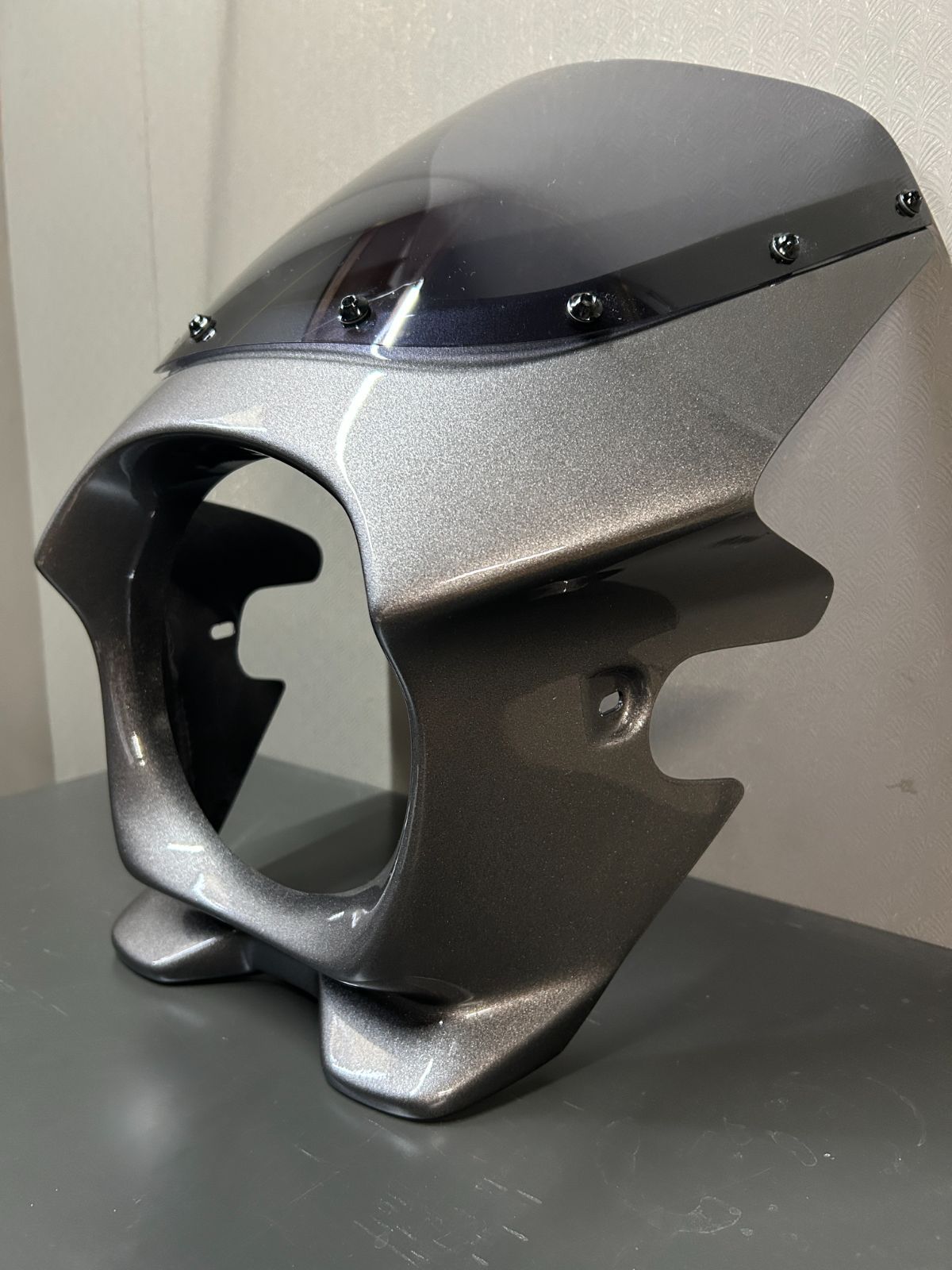 鏡面仕上げ Z650RS 設計 日本製 ビキニカウル メタリックマットカーボングレー 純正色 ショートスクリーン スモーク マウントボルト ボルト類一式付属