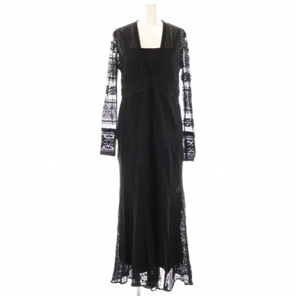 アメリヴィンテージ Ameri VINTAGE 23AW VINTAGE PATCHWORK LACE DRESS ワンピース ロング 長袖 S ブラック HK OS