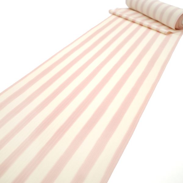 着物　反物　美品　正絹　ちりめん　ピンク　アイボリー　金　梅　花模様　G -25 30%OFFで買えます￥36300→25410 新品 小紋 反物 正絹 着物 着尺 しゃれ小紋 手染め 地紋 縞 アイボリー × フラミンゴピンク  丹後ちりめん 日本の絹 セミフォーマル カジュアル 春 秋 冬 未使用 未仕立て みやがわ sb11301 | リサイクル着物 みやがわ 中古着物