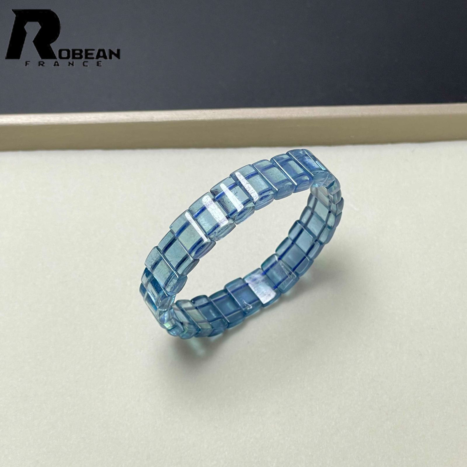 絶賛 EU製 定価13万円 ROBEAN スターアクアマリン パワーストーン ブレスレット バングル 天然石 お守り プレゼント ギフト 10.7*6.4*3.2mm M0521305