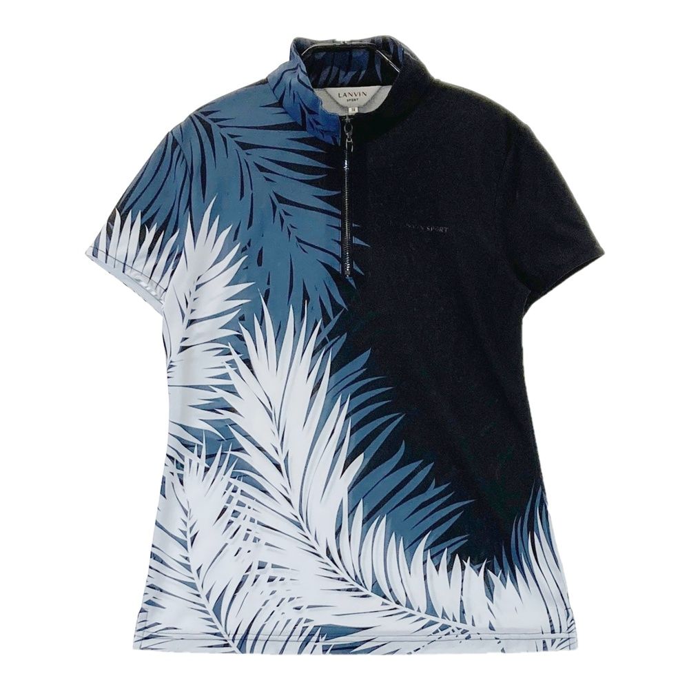 LANVIN SPORT ランバンスポール 半袖 ハーフジップシャツ 総柄 38 サイズ：38 LANVIN SPORT ランバン スポール ハーフジップ半袖Tシャツ