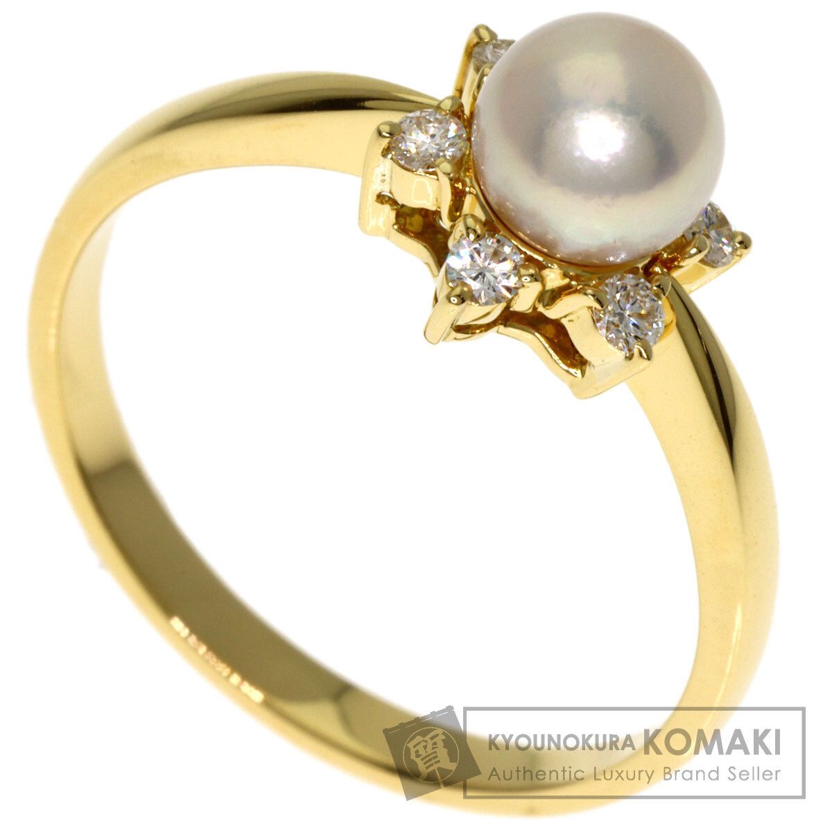 MIKIMOTO ミキモト パール 真珠 ダイヤモンド リング 指輪 K18YG レディース