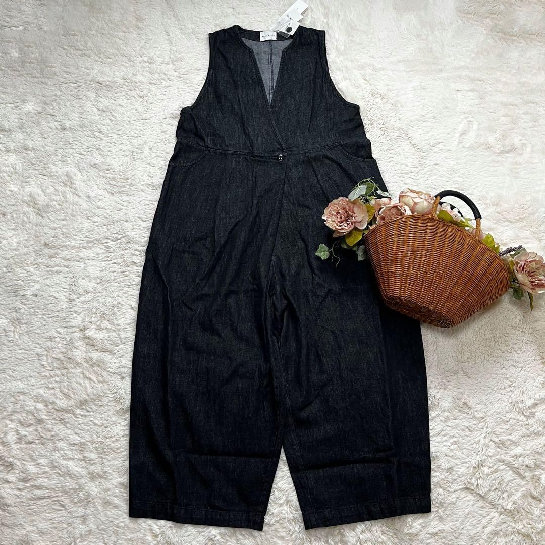 新品 ブリスバンチ Bliss bunch デニムサロペット 綿麻 ブラック 