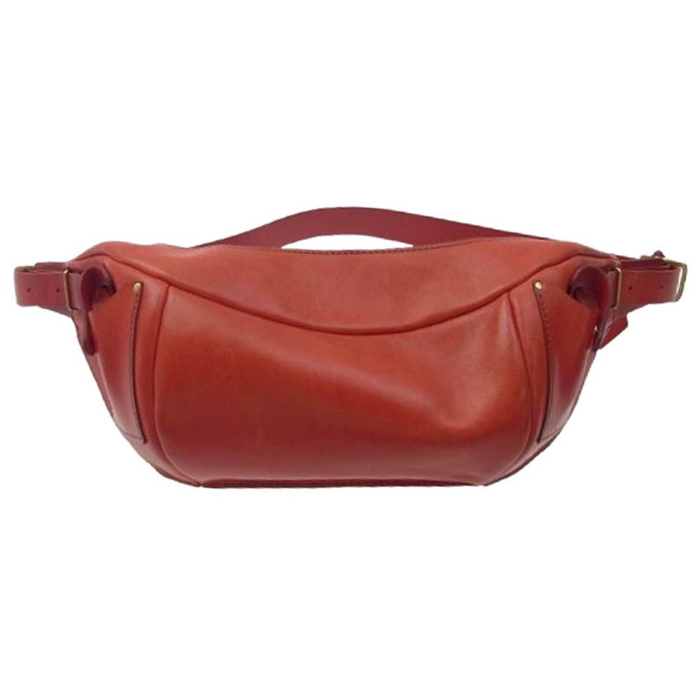 HERZ赤 レザー バッグ　中古品 HERZ ヘルツ 50周年タグ付き レザー ボディバッグ ショルダー