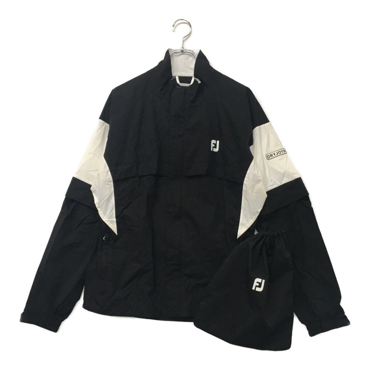 中古 メンズ フットジョイ FootJoy レインジャケット L 黒 ブラック 2WAY 収納袋付き
