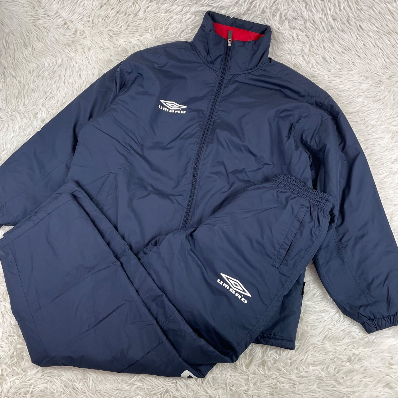 UMBRO ネイビー 中綿 セットアップ ジャージ上下セット ジャンバー トラックジャケット 長ズボン 防寒着 野球 トレーニング ジム ランニング