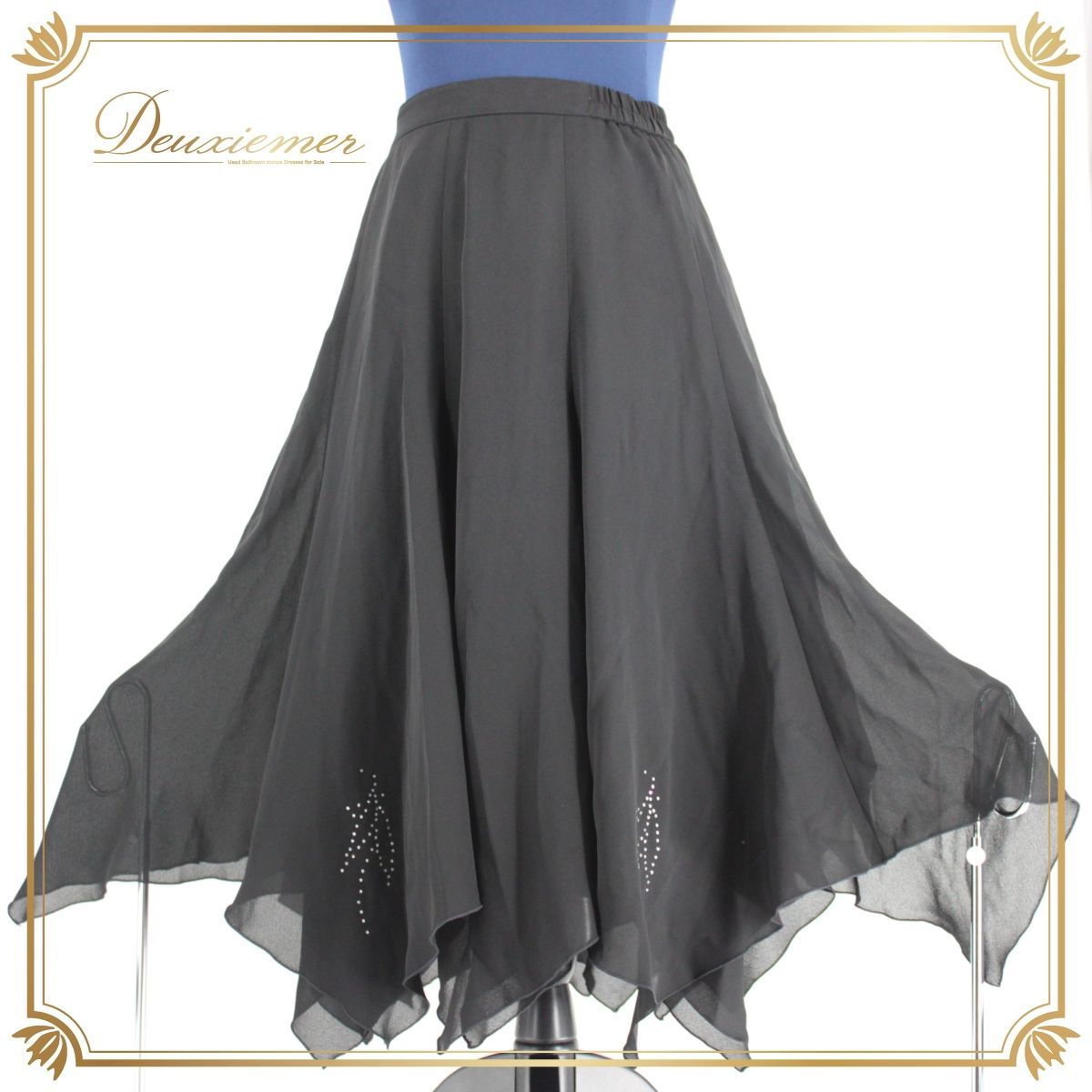 新品　社交ダンス　黒　スカート　シンプル　レッスン　パーティ　キラキラ　1487 新品 社交ダンス 黒 スカート シンプル レッスン パーティ キラキラ 1487