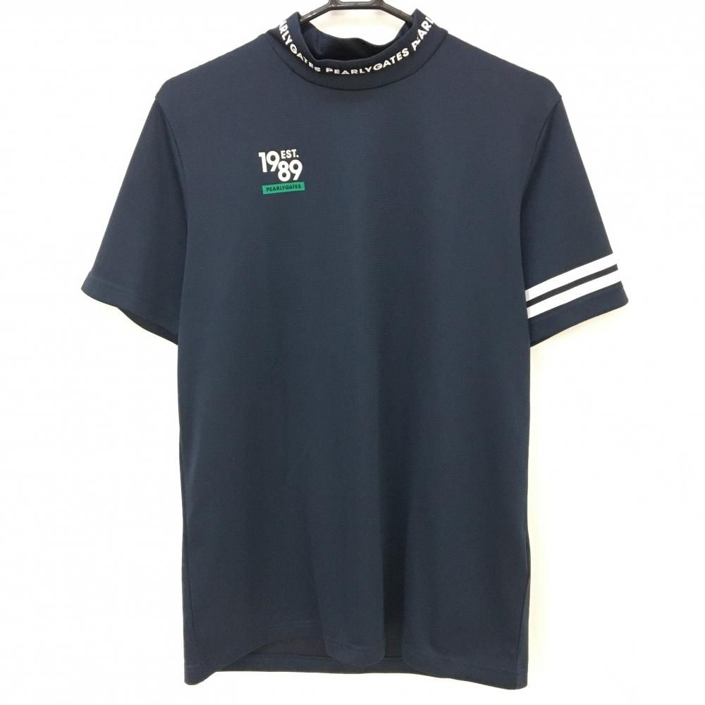 【未使用品】パーリーゲイツ♡ ハイネック半袖シャツ 超美品】パーリーゲイツ 半袖ハイネックシャツ ネイビー×レッド