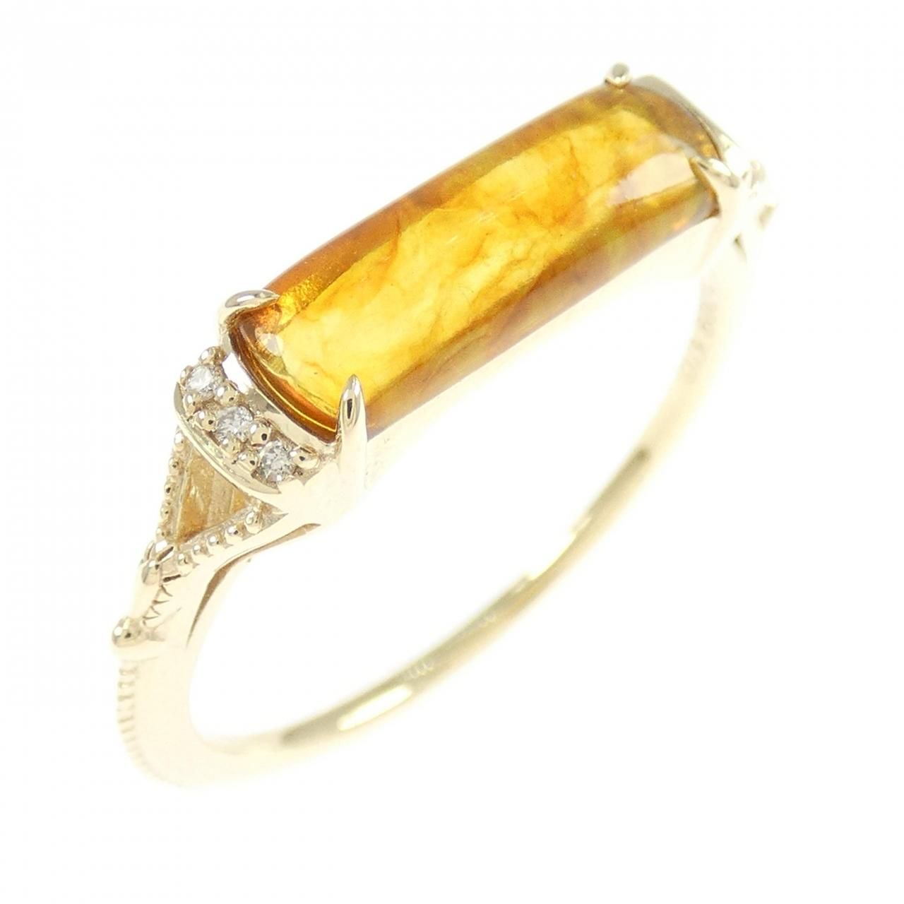 アガットagete K10アンバーリング 琥珀 9号 agete K10 アンバー リング