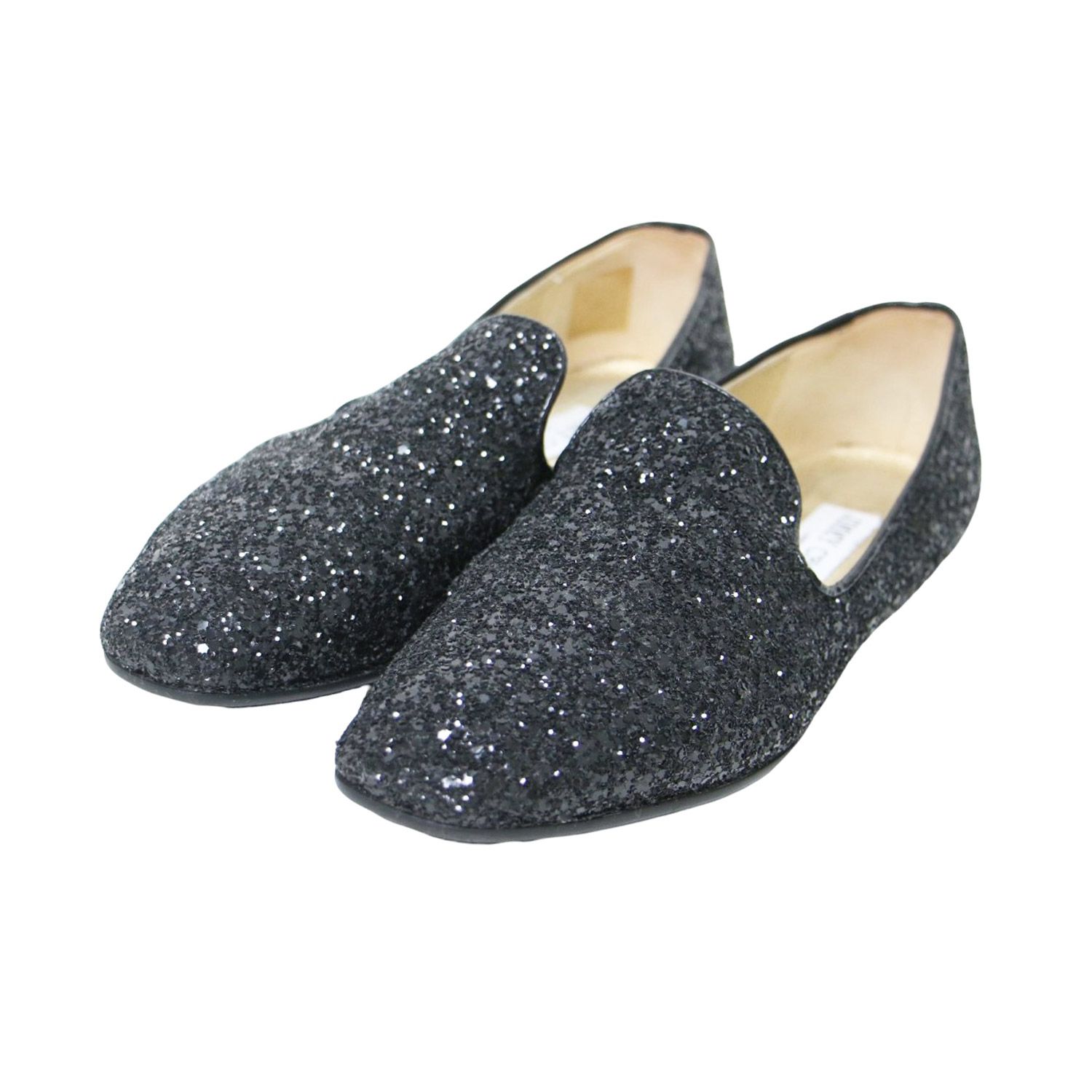 JIMMY CHOO ジミーチュウ ブラック 黒 サイズ 36 23.0cm | グリッター オペラ シューズ | フラット スリッポン | イタリア製 | ブランド 靴 レディース