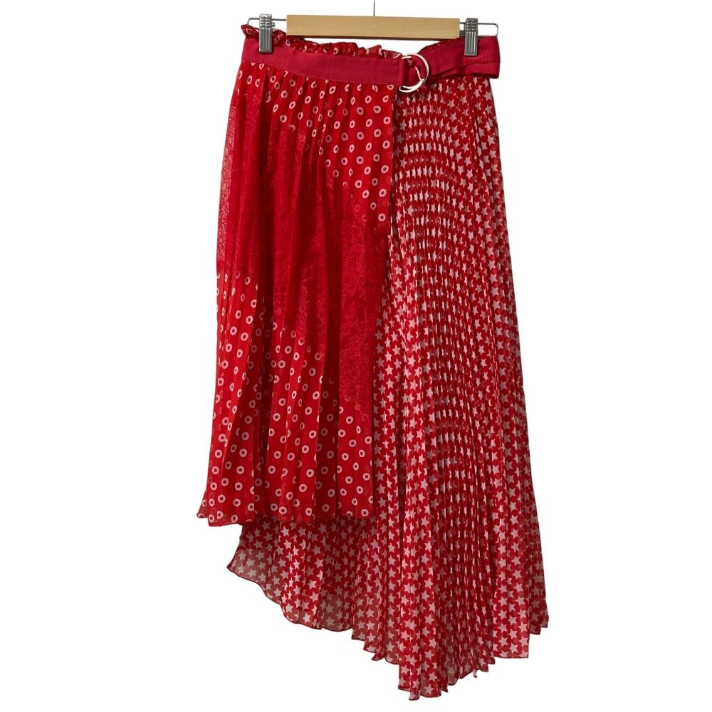 ♥ ERMANNO SCERVINO エルマンノシェルヴィーノ スタープリント ラップロングスカート サイズ42 レッド レディース 古着