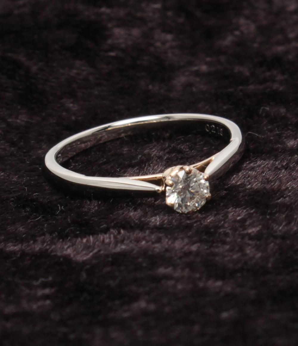 美品 セイレーンアズーロ リング 指輪 K18PG Pt950 ダイヤ 0.218ct  