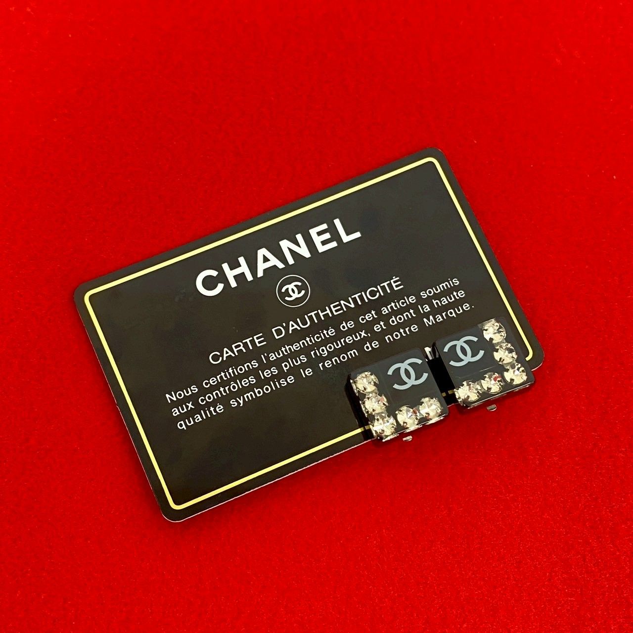 コメあり 06P CHANEL シャネル ココマーク ラインストーン スクエア イヤリング イヤーカフ アクセサリー ブラック 66936