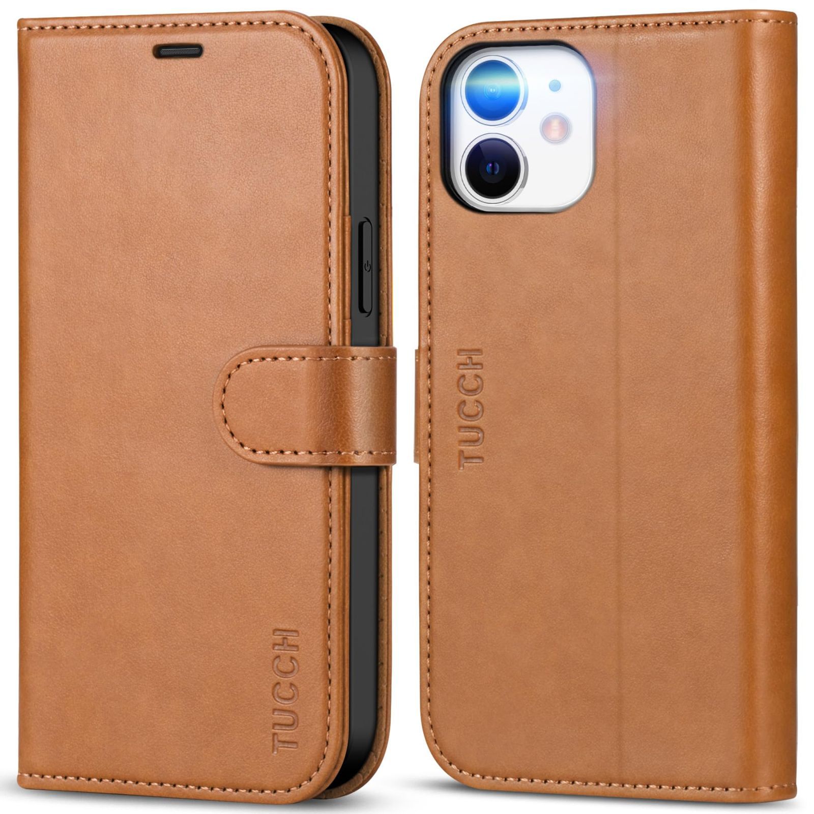 TUCCH iPhone12 対応 ケース iPhone12 pro ケース 手帳 カードポケット付き [RFIDブロッキング] 衝撃吸収TPU素材 横向きスタンド機能 高級PU合皮 マグネット式 アイフォン12プロ アイフォン12 手帳ケース