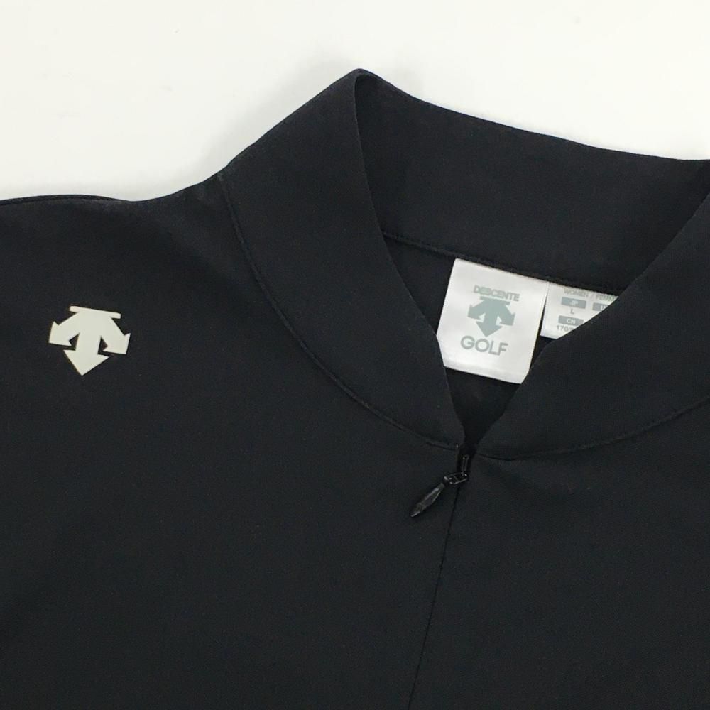 美品　デサントゴルフ　ワンピース　ノースリーブ　ハーフジップ　イエロー　L デサントゴルフ ノースリーブワンピース 黒 肩ロゴ ハーフジップ