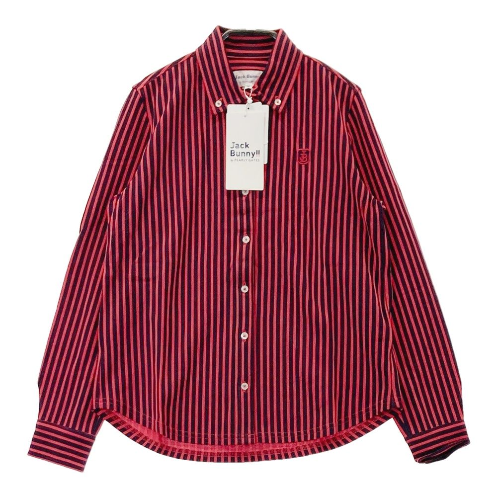 サイズ 0 JACK BUNNY ジャックバニー 長袖シャツ ストライプ柄 レッド系 240101533528 ゴルフウェア レディース ストスト
