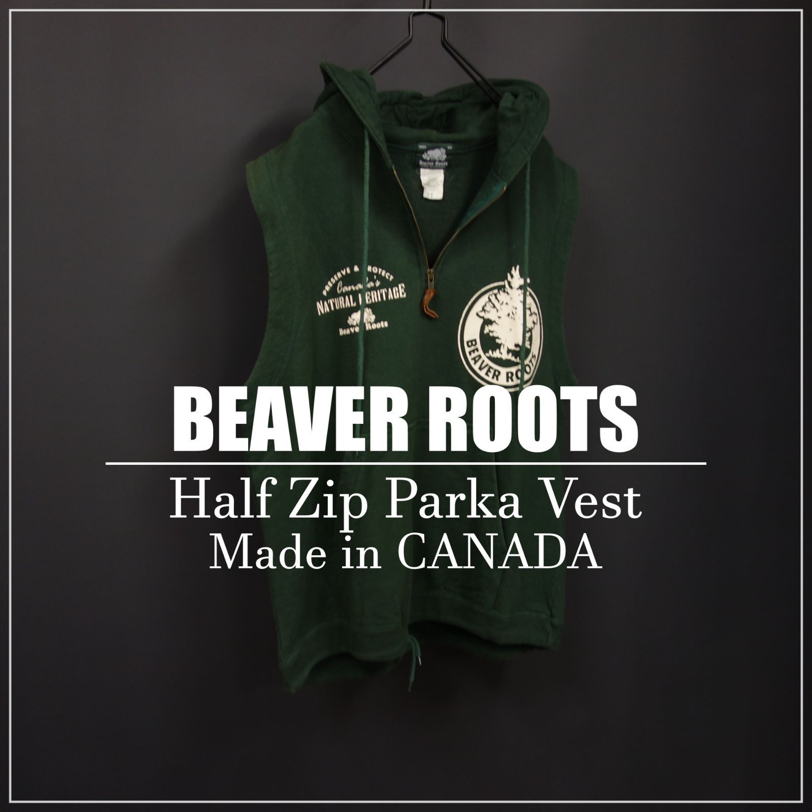 90s～ Vintage US古着☆BEAVER ROOTS ビーバールーツ ハーフジップ 