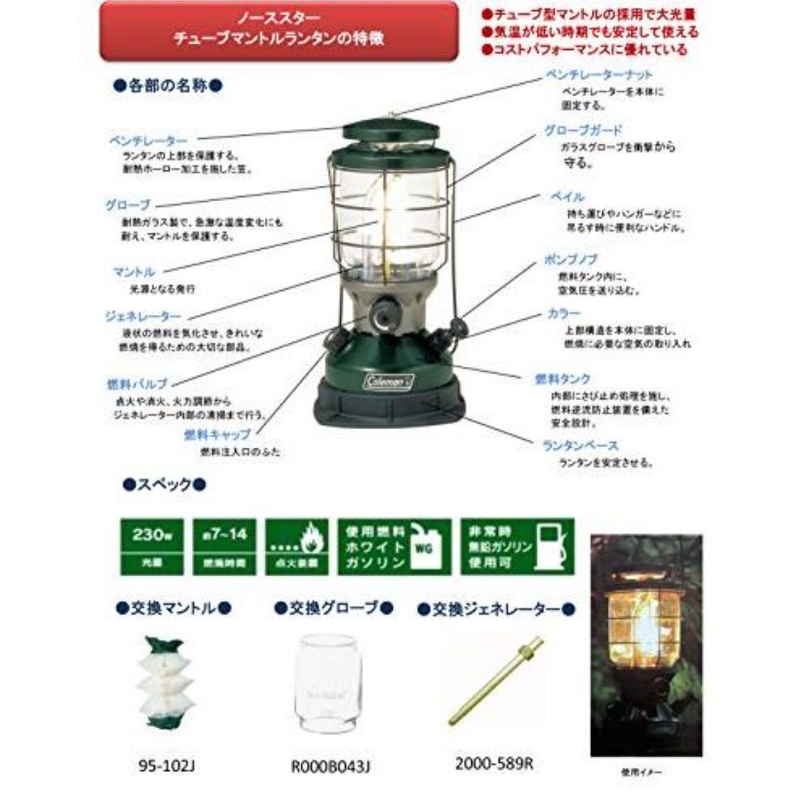 訳あり コールマン Coleman ノーススターチューブマントル