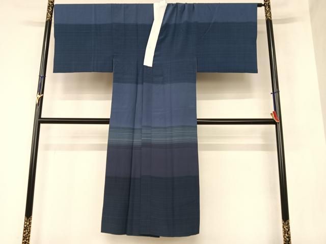 平和屋着物●男性　長襦袢　無双仕立て　格子　暈し染め　正絹　逸品　AAAZ7386zg 平和屋着物○男性 長襦袢 無双仕立て 格子 暈し染め 正絹 逸品 AAAZ7386zg