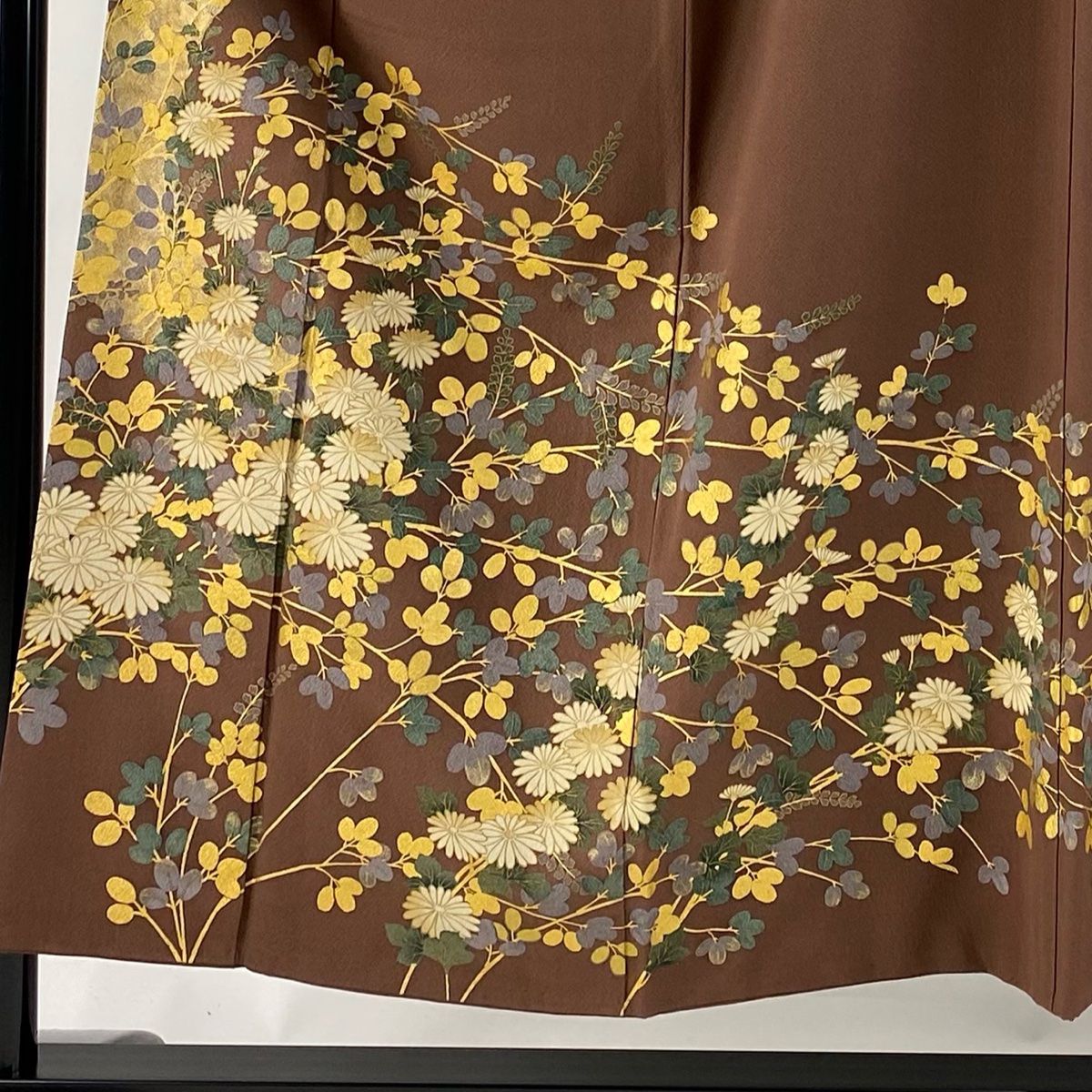 訪問着 身丈153cm 裄丈64cm M 袷 中村乃武夫 落款 秋草 三日月 茶色 正絹