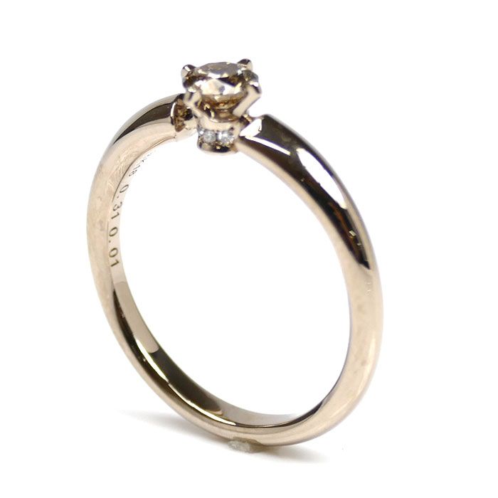 KASHIKEY カシケイ K18シャンパンゴールド ソリティア BD リング 指輪 KSB030RCG ダイヤモンド0.31ct 0.01ct 14号 4.1g レディース