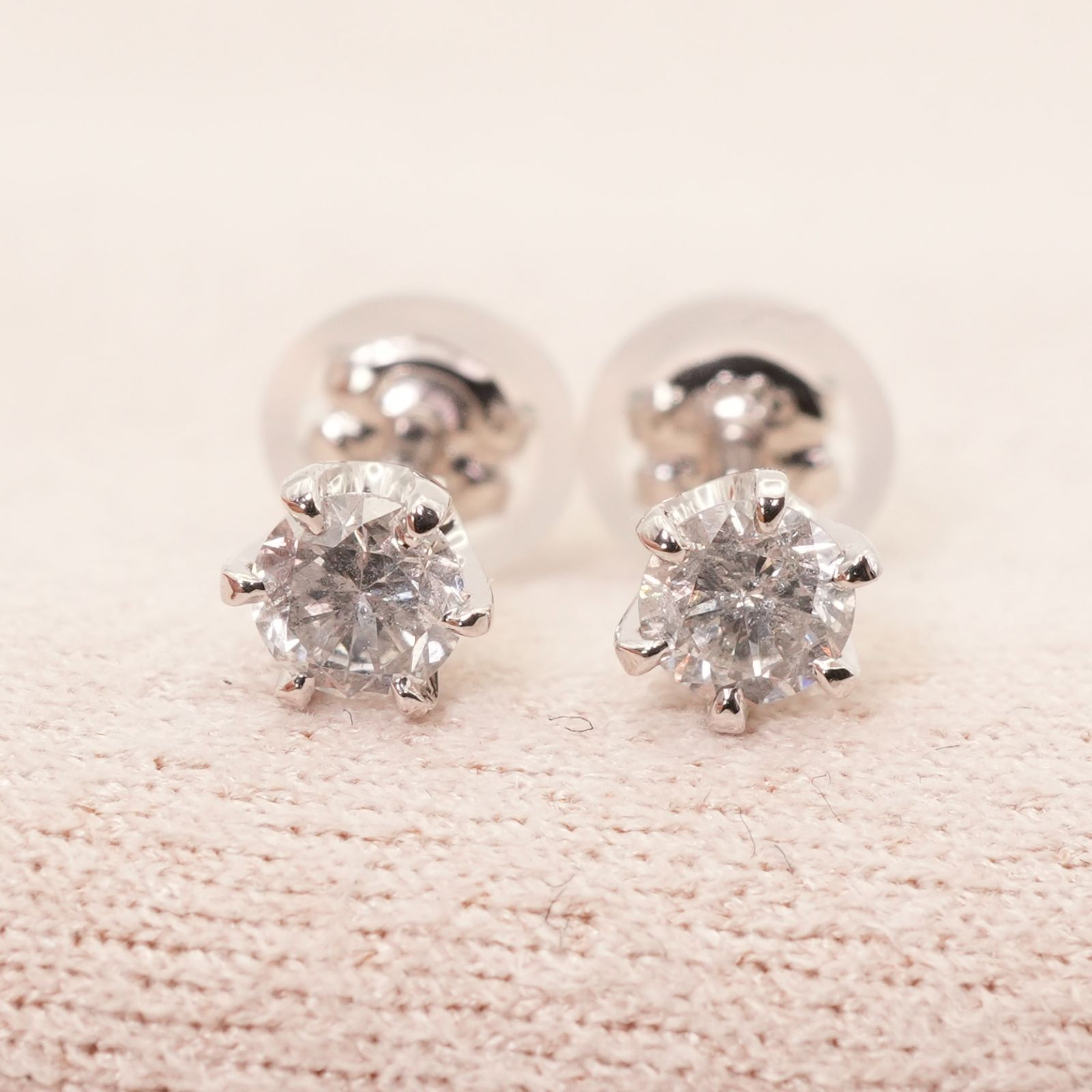 ダイヤモンド 0.38×2 計0.76ct 一粒 ピアス Pt900 /24-1073 【公式通販】
