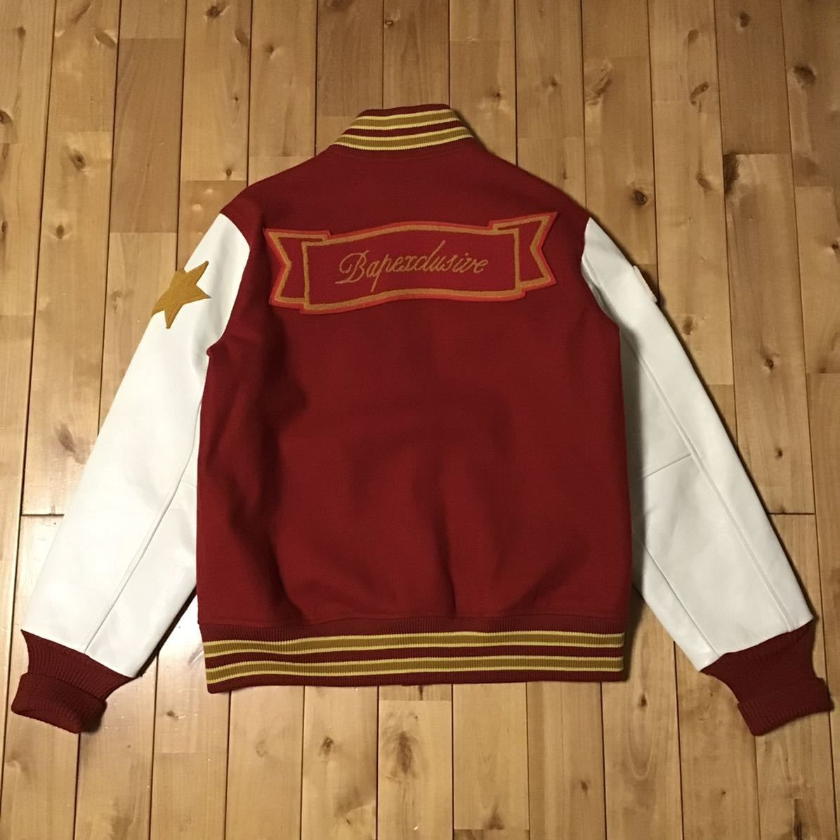 A BATHING APE スタジャン袖レザー A BATHING APE - A BATHING APEスタジャンエイプ袖レザーの通販