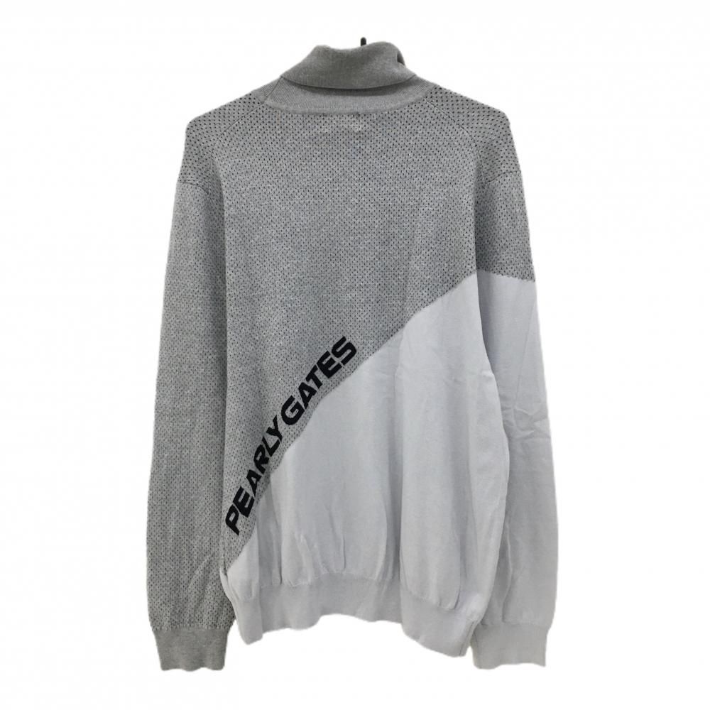 PEARLY GATES - 【美品】パーリーゲイツ タートルネックセーター グレー×白 一部ピンドット風 メンズ 7(XXL) ゴルフウェア 2024年モデル PEARLY GATES 美品】パーリーゲイツ タートルネックセーター グレー×白 一部