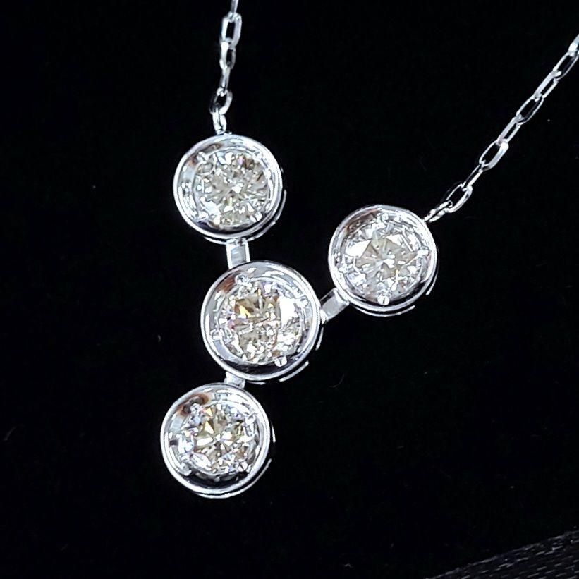 大ボリューム！ 2.35ct ダイヤモンド K18 wg ネックレス 鑑別書付 18金