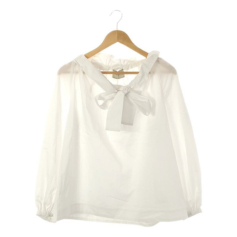 【未使用級】ユナイテッドアローズ フリルカラー ブラウス リボン ホワイト 38 美品】 UNITED ARROWS / ユナイテッドアローズ | C/N ギャザー フリル