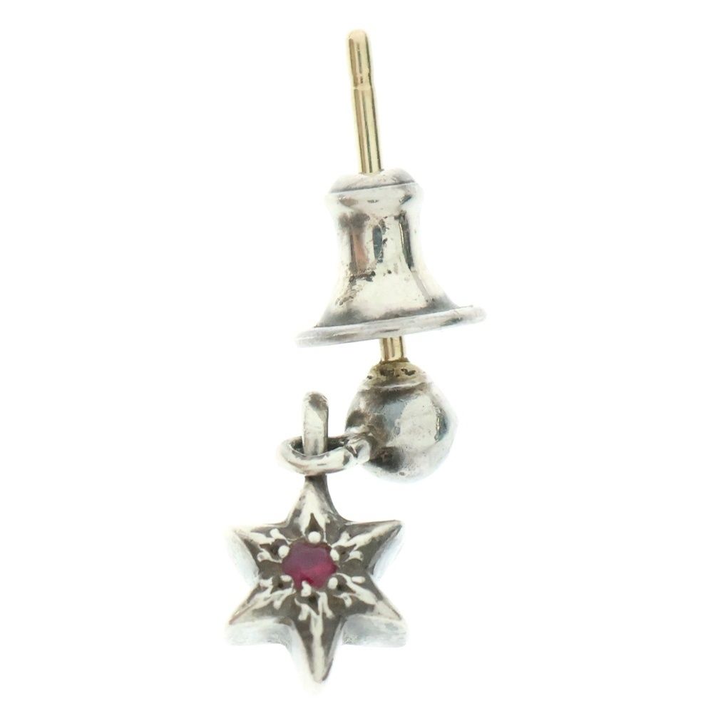 CHROME HEARTS クロムハーツ TNY STR DRP 1RUBY タイニー スター 両面1ルビー ドロップ ピアス シルバー