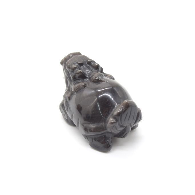 龍亀 ロングイ オブシディアン 天然石製置物 黒曜石 7cm B