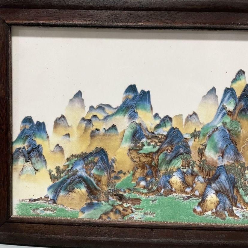 景徳鎮 陶板画 煙雨江南 客間 玄関 茶室書斎 装飾品 現代工芸品 美術品 置物 景徳鎮 陶板画 煙雨江南 客間 玄関 茶室書斎 装飾品 現代工芸品