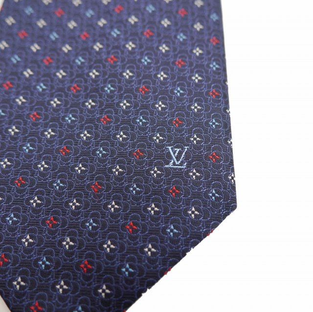 LOUIS VUITTON ネクタイ タグ付 ネイビー ジャガード ルイヴィトン 極美品 2022年製 ルイヴィトン LOUIS VUITTON クラヴァット LV