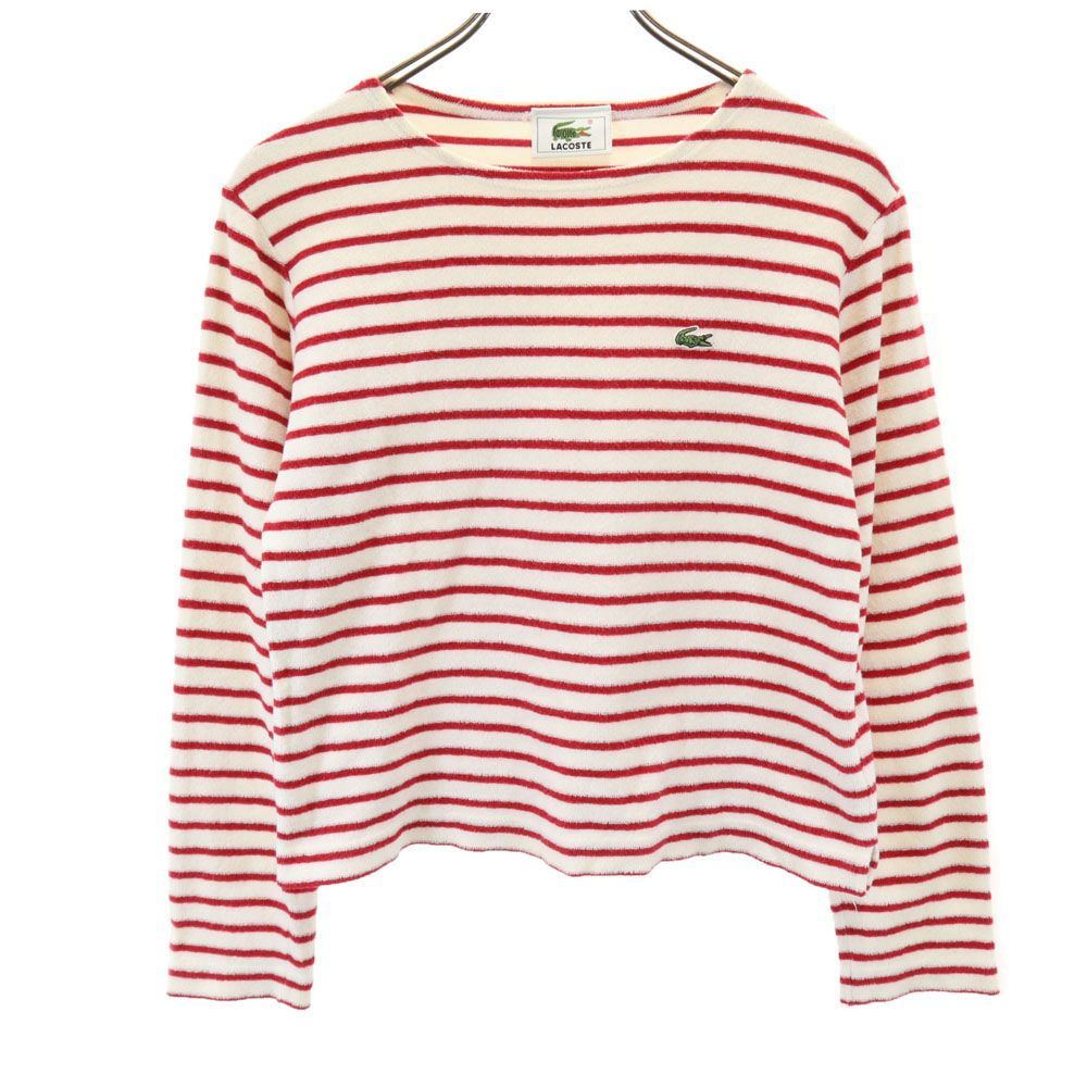 LACOSTE ラコステ　レディース　ボーダー長袖　サイズ40 *新品未使用 ラコステ ボーダー 長袖 Tシャツ 40 ホワイト系 LACOSTE パイル