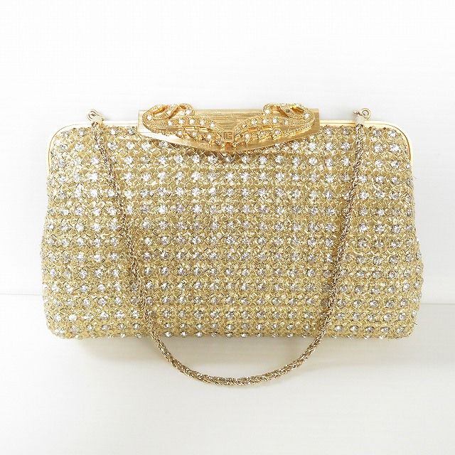 anb ピエールバルマン PIERREBALMAIN パーティーバッグ クラッチバッグ チェーン ラインストーン ゴールド レディース 949008