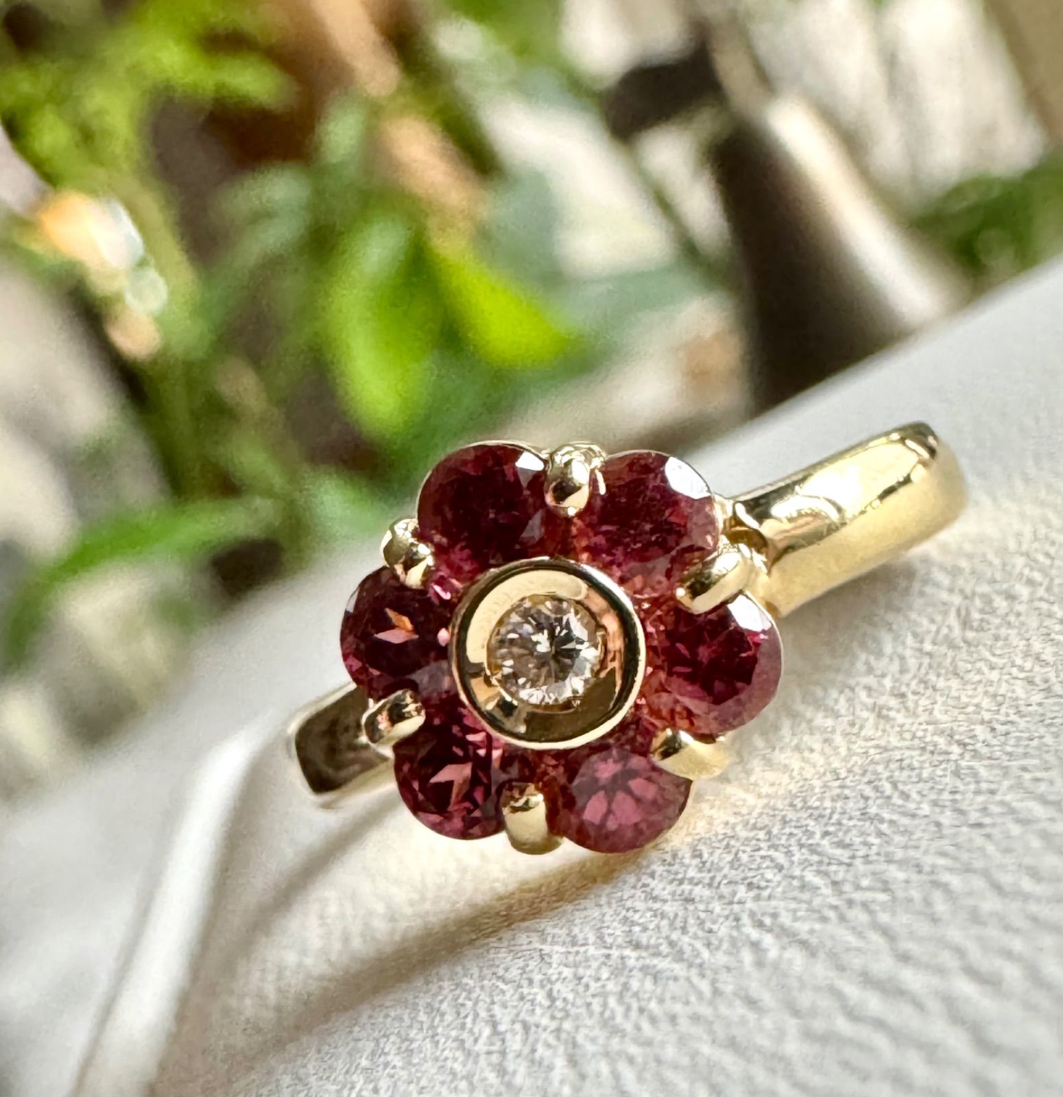9/美品 ポンテヴェキオ K18 ルビー0.37ct ダイヤ リング 指輪