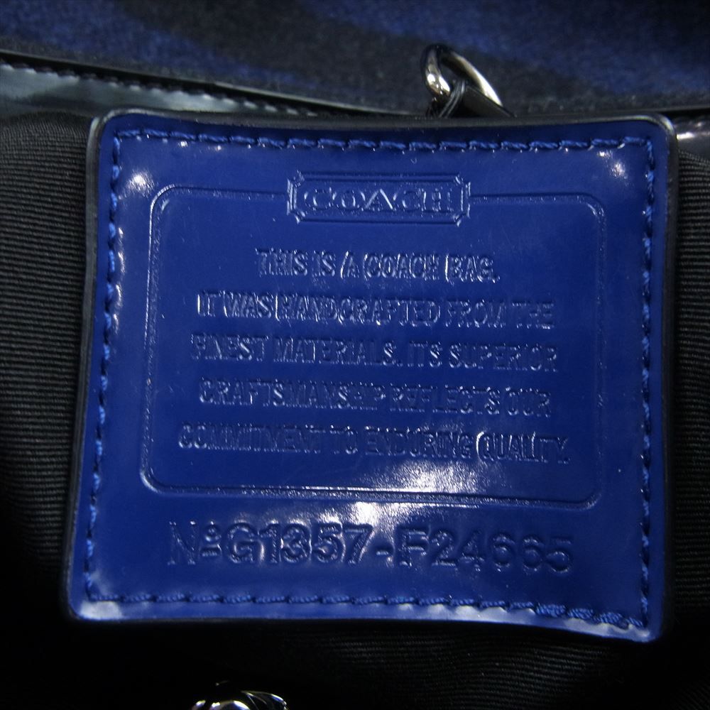 COACH トートバッグ ウール ブラック ネイビー F24665 COACH トートバッグ ウール ブラック ネイビー F24665