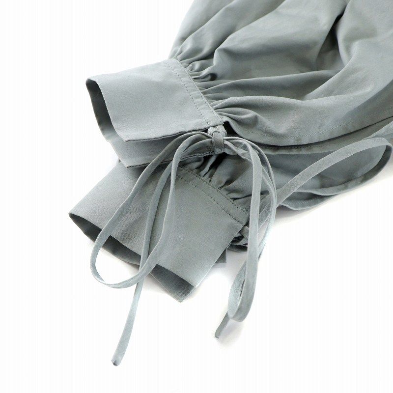 JIL SANDER ジルサンダー／ギャザーブラウス／34 S／ブルーグレー JIL SANDER ジルサンダー／ギャザーブラウス／34 S／ブルーグレー