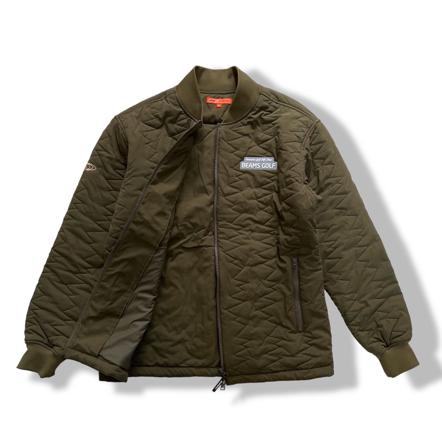 BEAMS GOLF ビームスゴルフ　中綿　キルト　ブルゾンのみ BEAMS GOLF ビームスゴルフ ノーカラー 中綿ジャケット ネイビー系 L