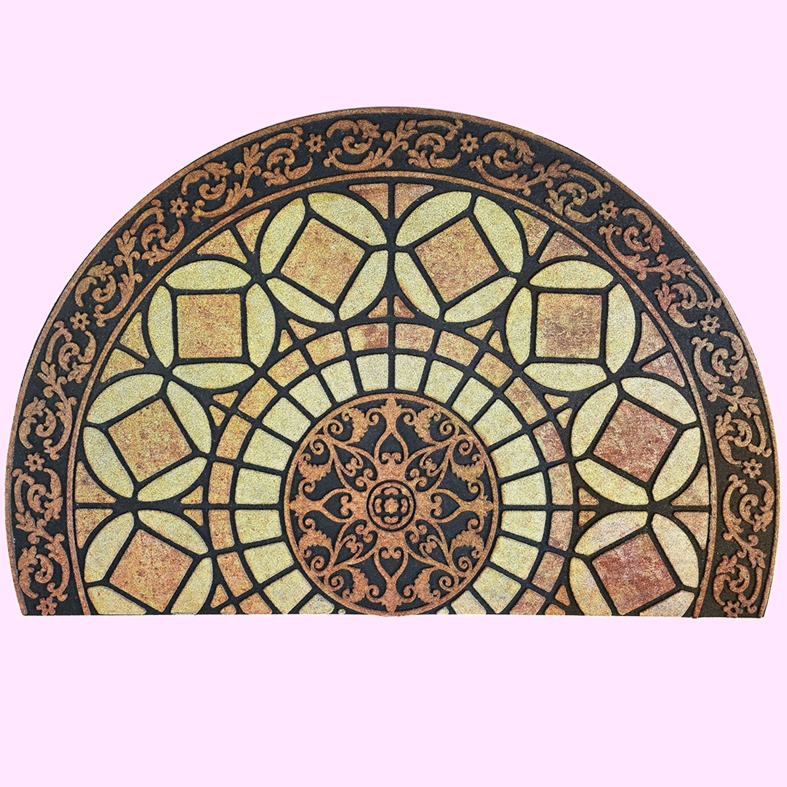 Size:60*90cm_Color:半円形01 CHICHIC 玄関マット 屋外 泥落とし おしゃれ マット 半円約60×90cm seme01