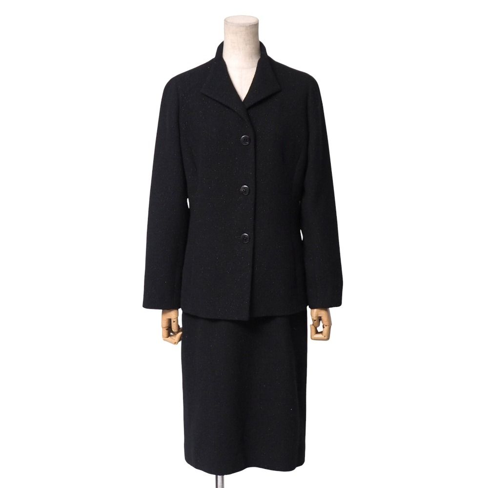 BURBERRY バーバリー スカートスーツ サイズ40 ラメツイード テーラード ブレザー シングル ジャケット タイト ひざ丈 スカート ブランド古着 20250924|RA6082